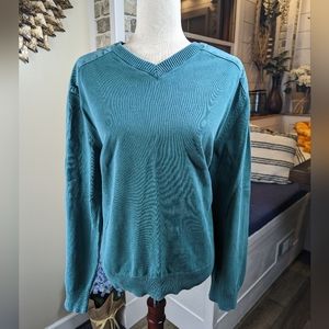 Ruff Hewn Teal Cotton Pullover Sweater *One Small Hole* Size XL